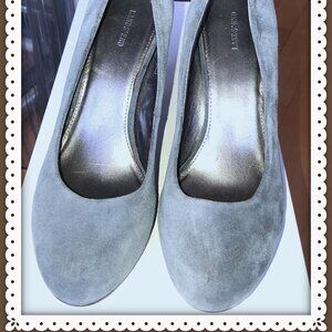 Land’s End Women Gray Suede Platform Pump Cone Heel Size 8B
